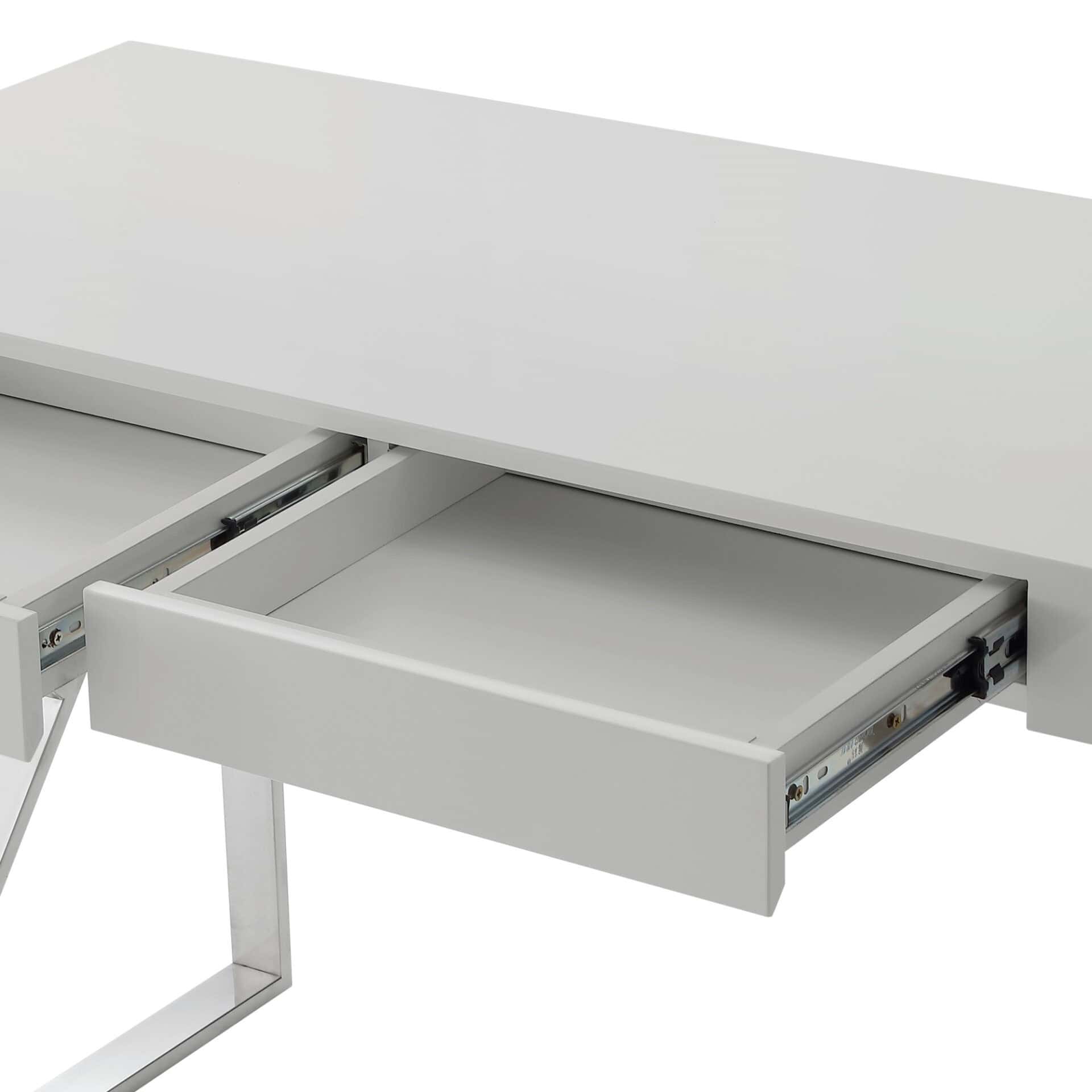 Light Gray and Silver Writing Desk With Drawers 48 Inch 6 Light Gray and Silver Writing Desk With Drawers 48 Inch - Image 6