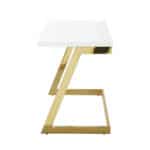 White and Gold Writing Desk with Durable Stainless Steel Base 11 White and Gold Writing Desk with Durable Stainless Steel Base