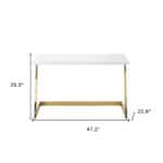 White and Gold Writing Desk with Durable Stainless Steel Base 14 White and Gold Writing Desk with Durable Stainless Steel Base