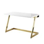 White and Gold Writing Desk with Durable Stainless Steel Base 10 White and Gold Writing Desk with Durable Stainless Steel Base