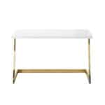 White and Gold Writing Desk with Durable Stainless Steel Base 9 White and Gold Writing Desk with Durable Stainless Steel Base