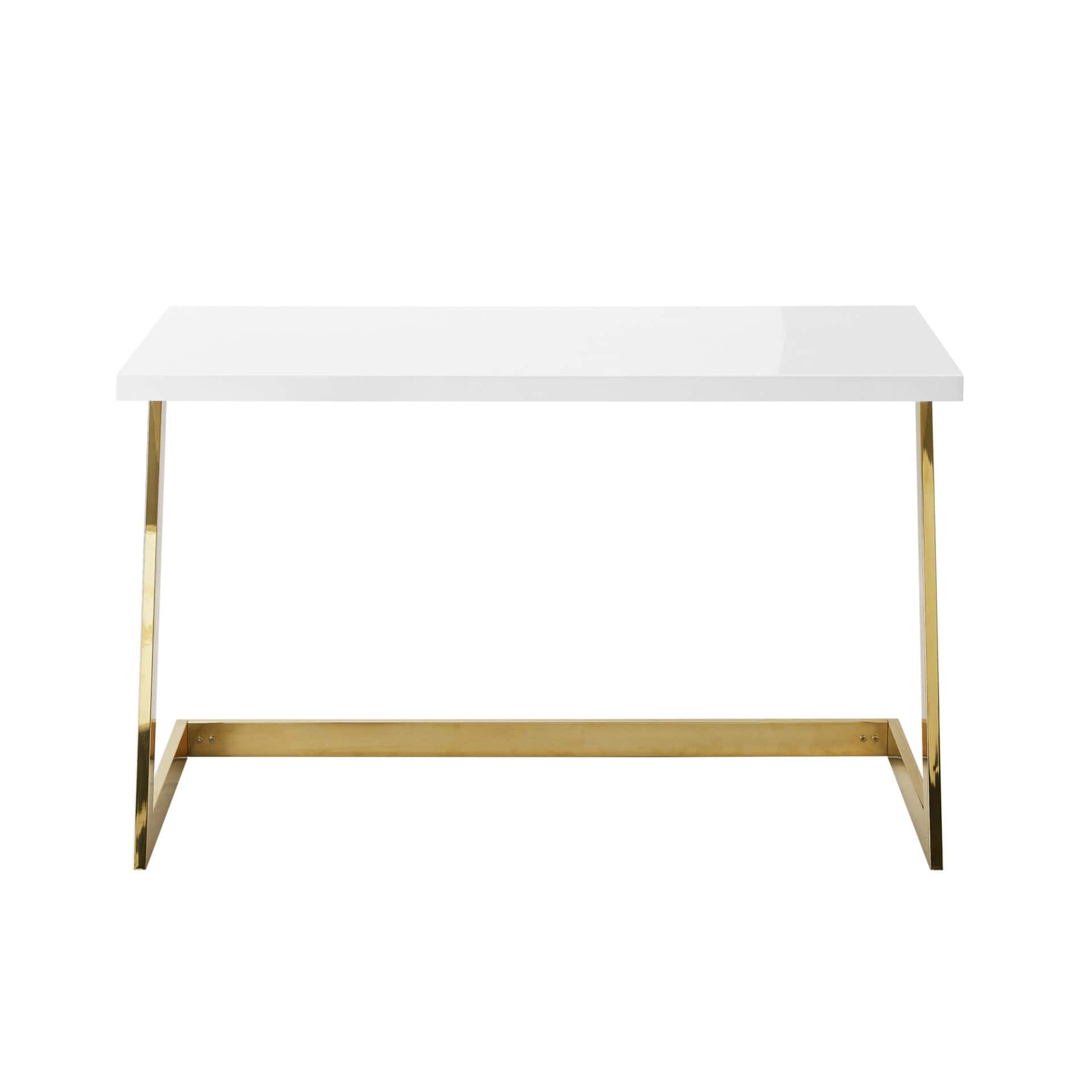 White and Gold Writing Desk with Durable Stainless Steel Base 2 White and Gold Writing Desk with Durable Stainless Steel Base - Image 2