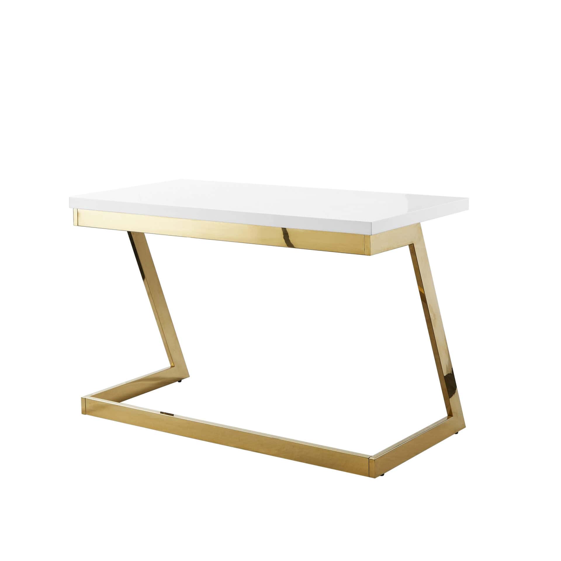 White and Gold Writing Desk with Durable Stainless Steel Base 5 White and Gold Writing Desk with Durable Stainless Steel Base - Image 5
