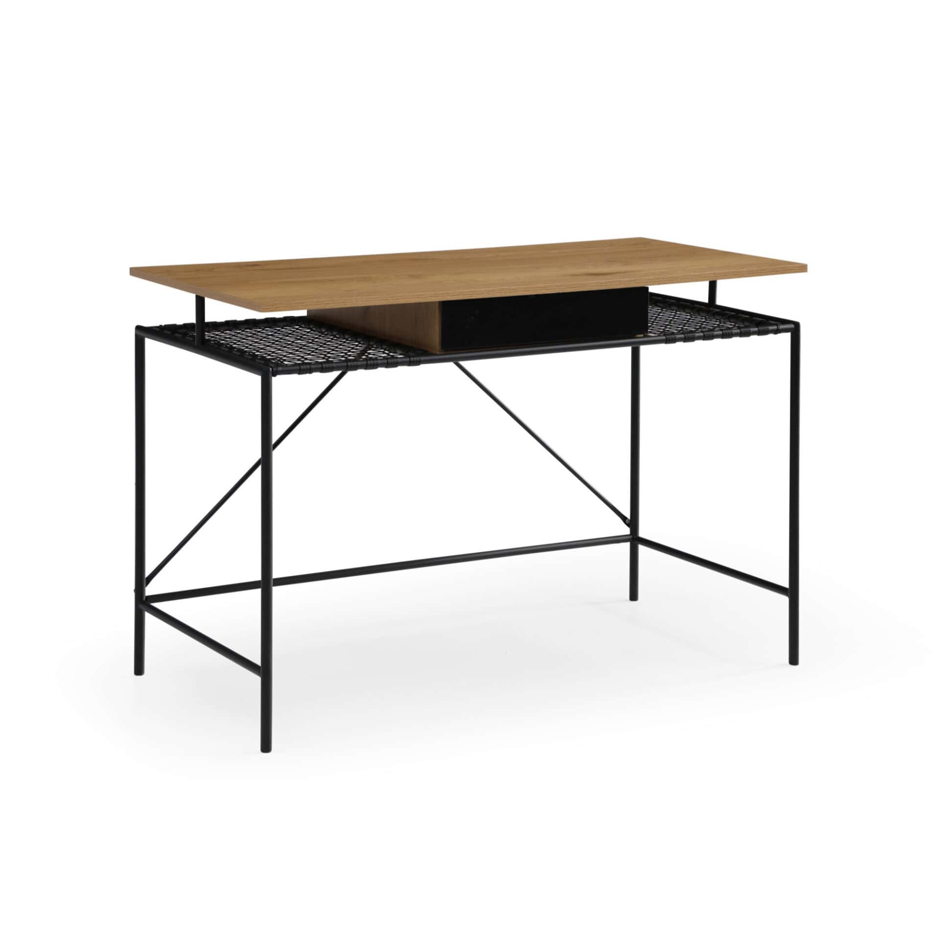Natural and Black Writing Desk with Storage Drawer 2 Natural and Black Writing Desk with Storage Drawer - Image 2