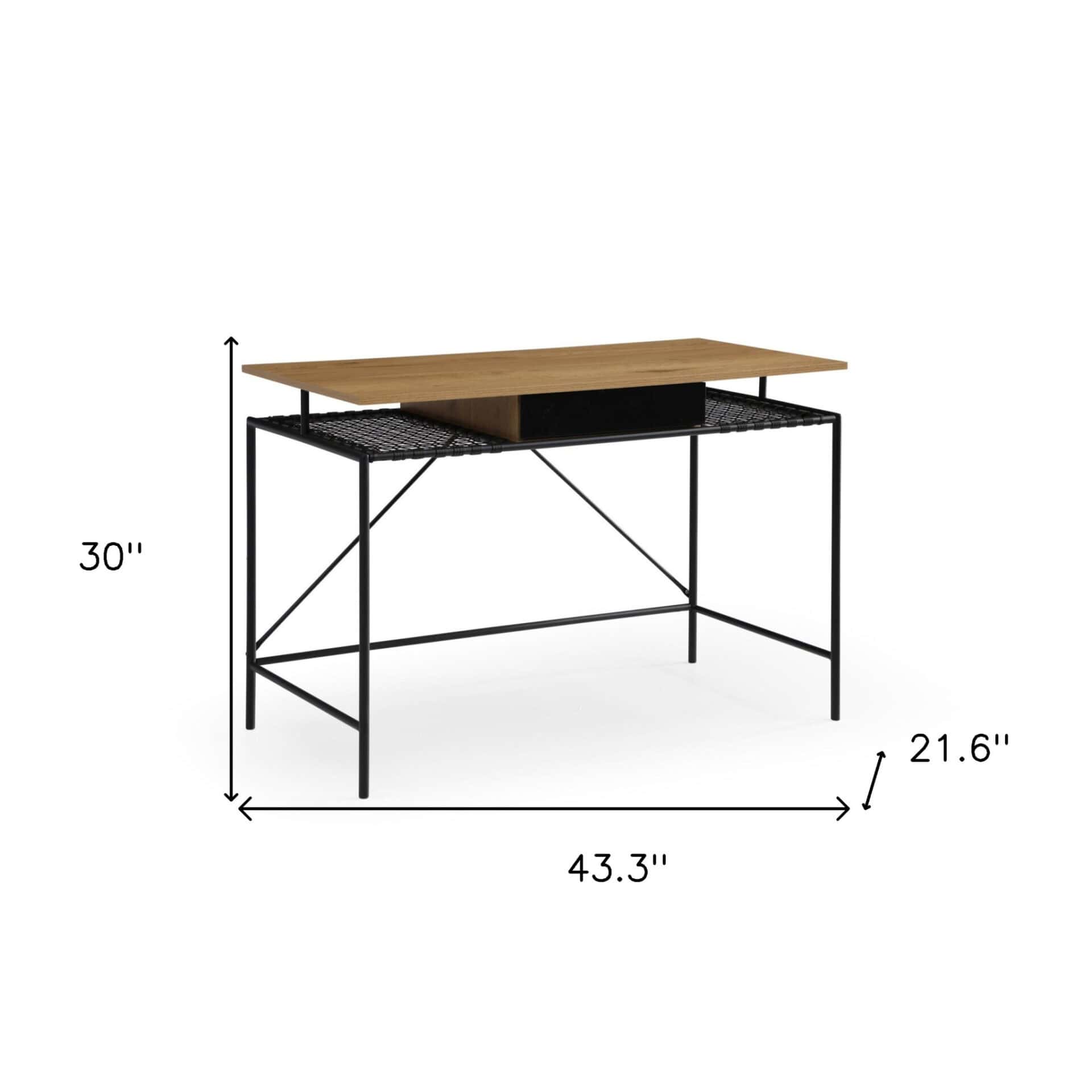 Natural and Black Writing Desk with Storage Drawer 7 Natural and Black Writing Desk with Storage Drawer - Image 7