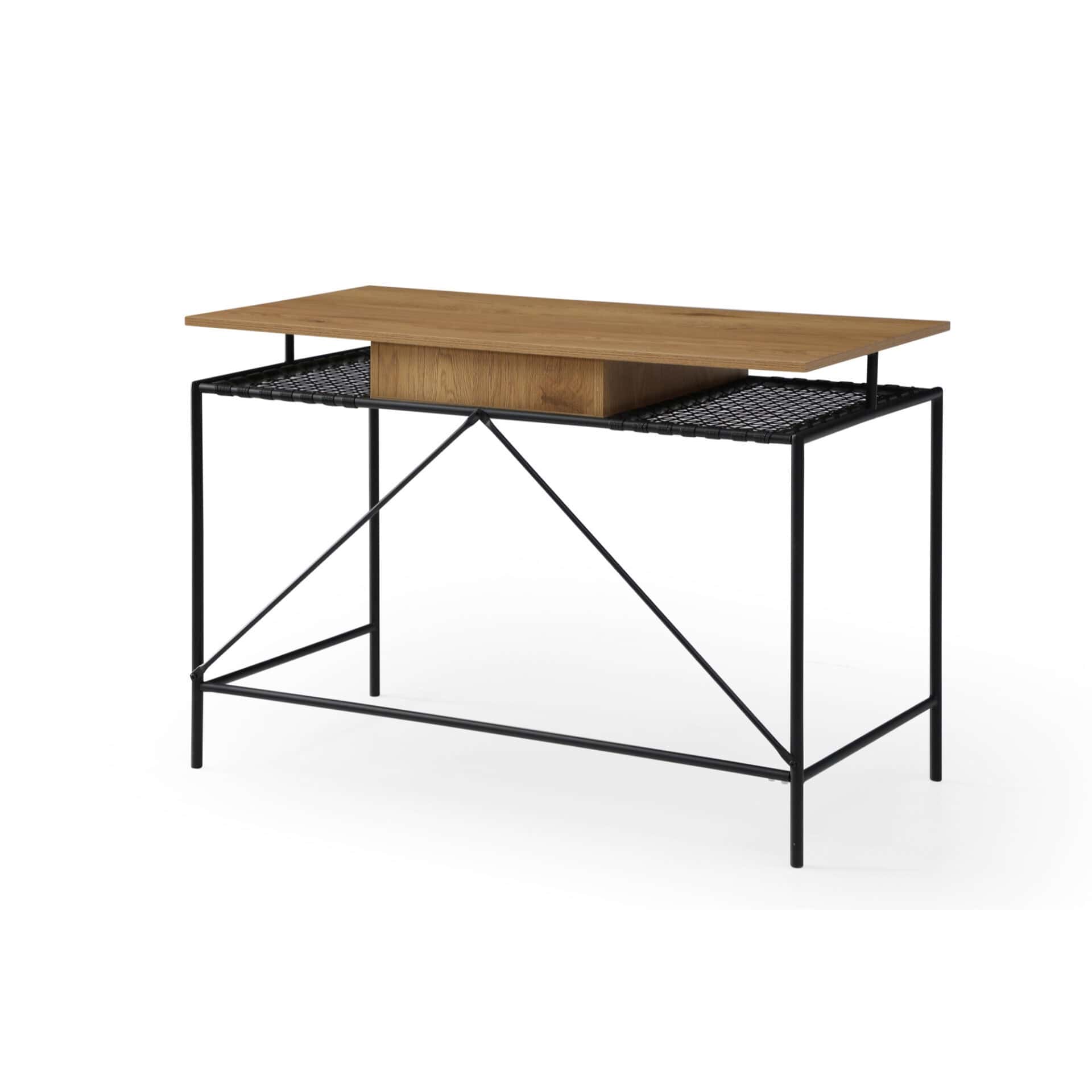 Natural and Black Writing Desk with Storage Drawer 3 Natural and Black Writing Desk with Storage Drawer - Image 3