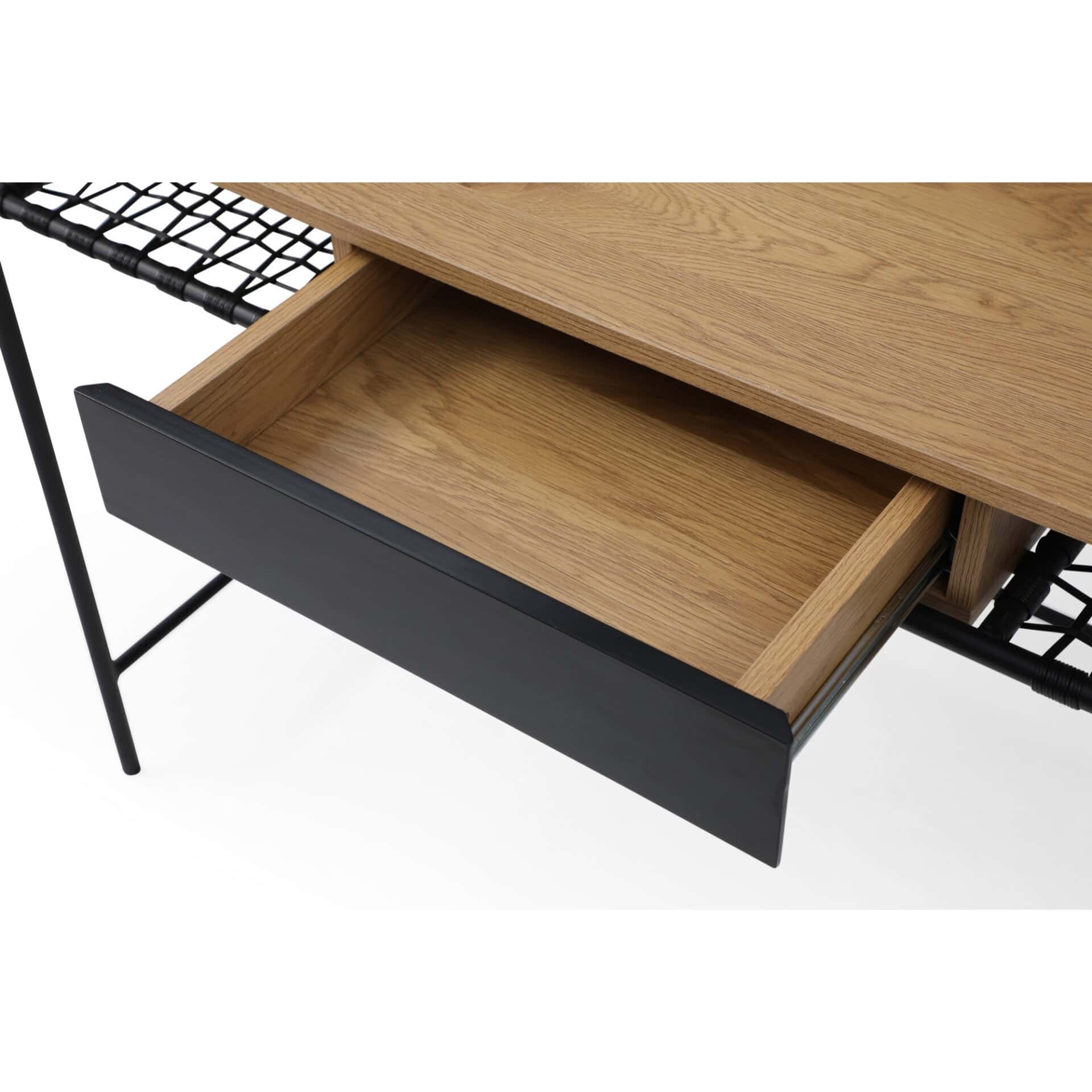 Natural and Black Writing Desk with Storage Drawer 4 Natural and Black Writing Desk with Storage Drawer - Image 4