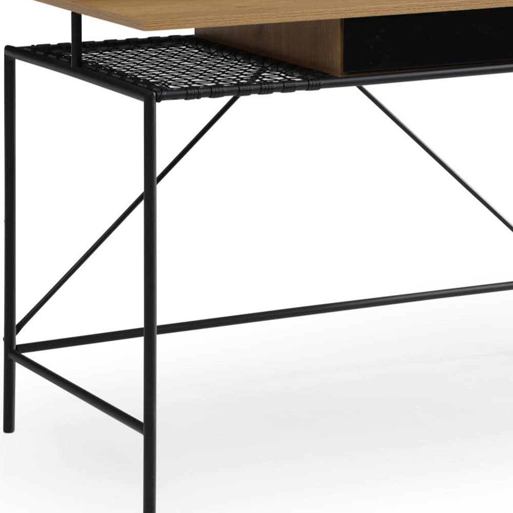 Natural and Black Writing Desk with Storage Drawer 6 Natural and Black Writing Desk with Storage Drawer - Image 6