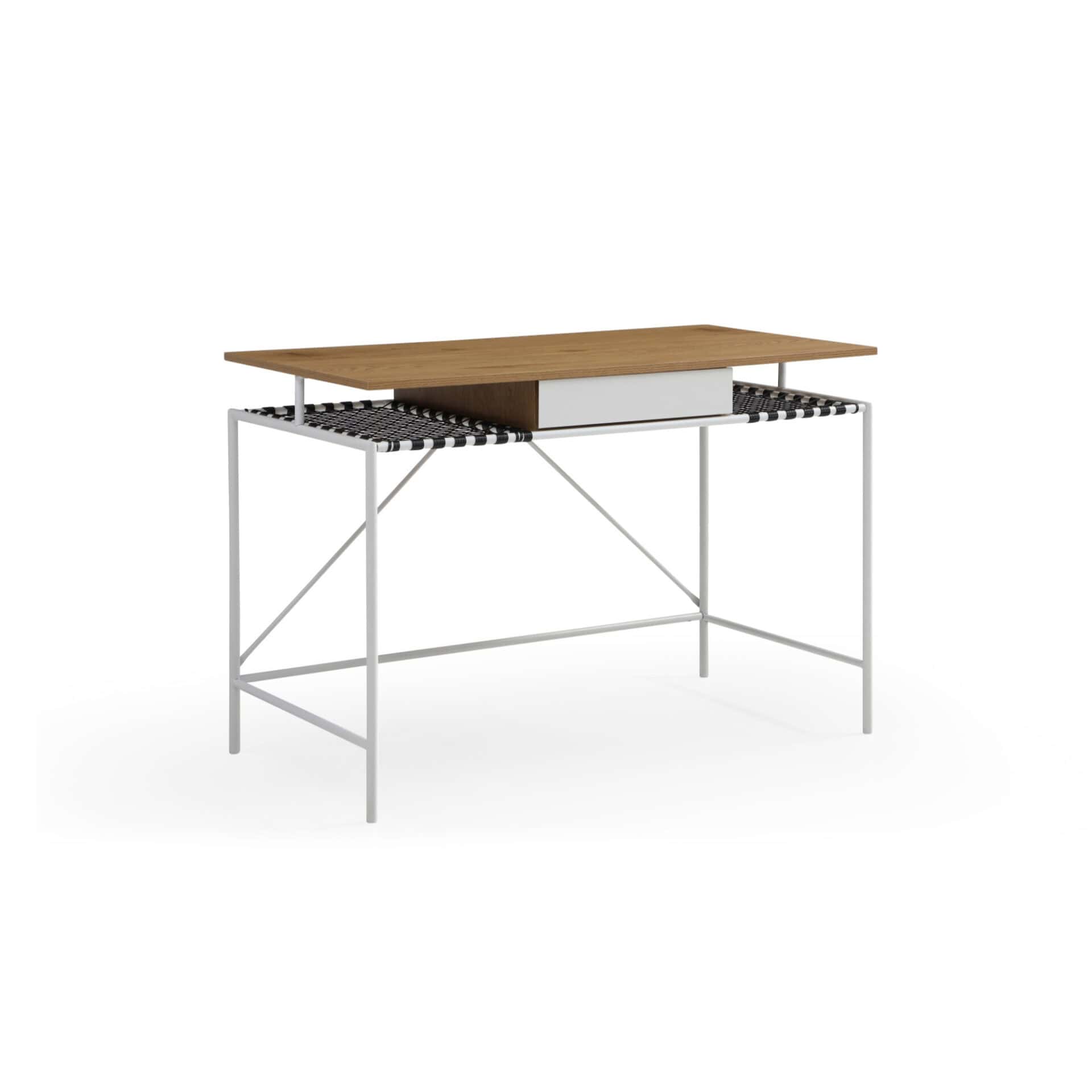 Natural and White Writing Desk with Drawer, 43 Inches Wide 1 Natural and White Writing Desk with Drawer, 43 Inches Wide