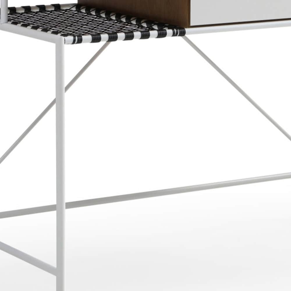 Natural and White Writing Desk with Drawer, 43 Inches Wide 5 Natural and White Writing Desk with Drawer, 43 Inches Wide - Image 5