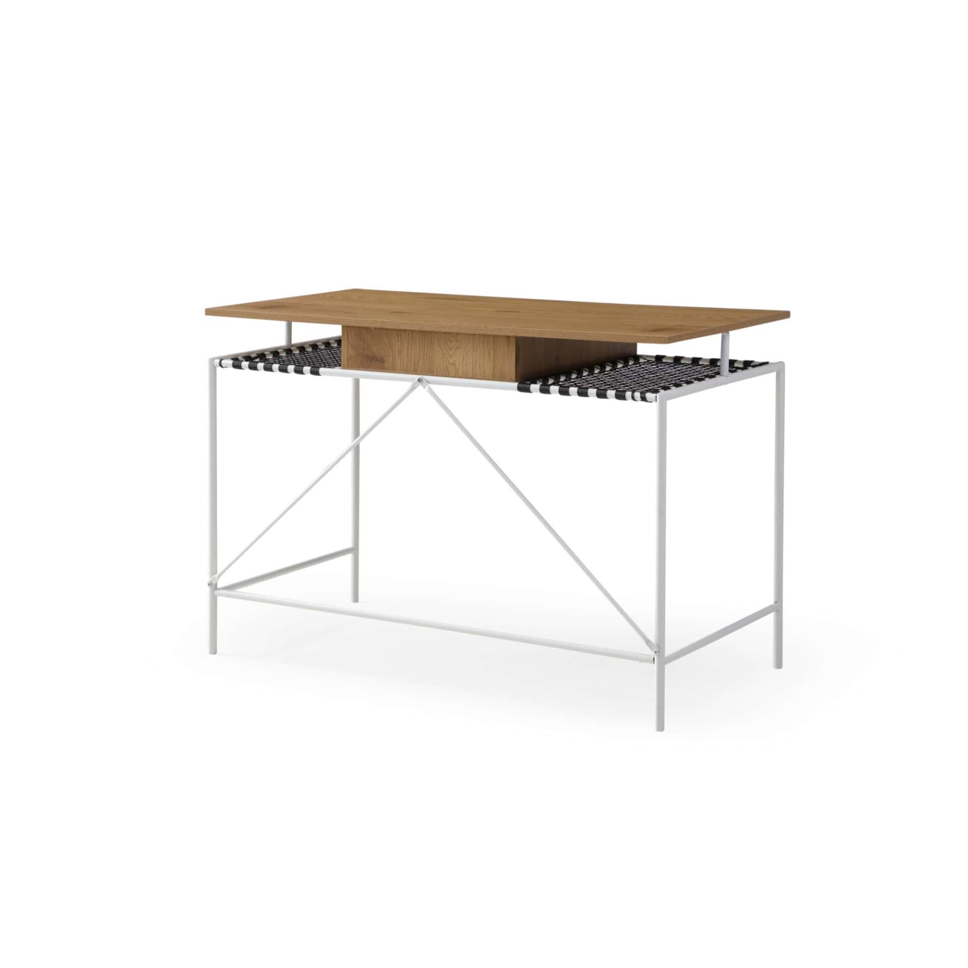 Natural and White Writing Desk with Drawer, 43 Inches Wide 3 Natural and White Writing Desk with Drawer, 43 Inches Wide - Image 3