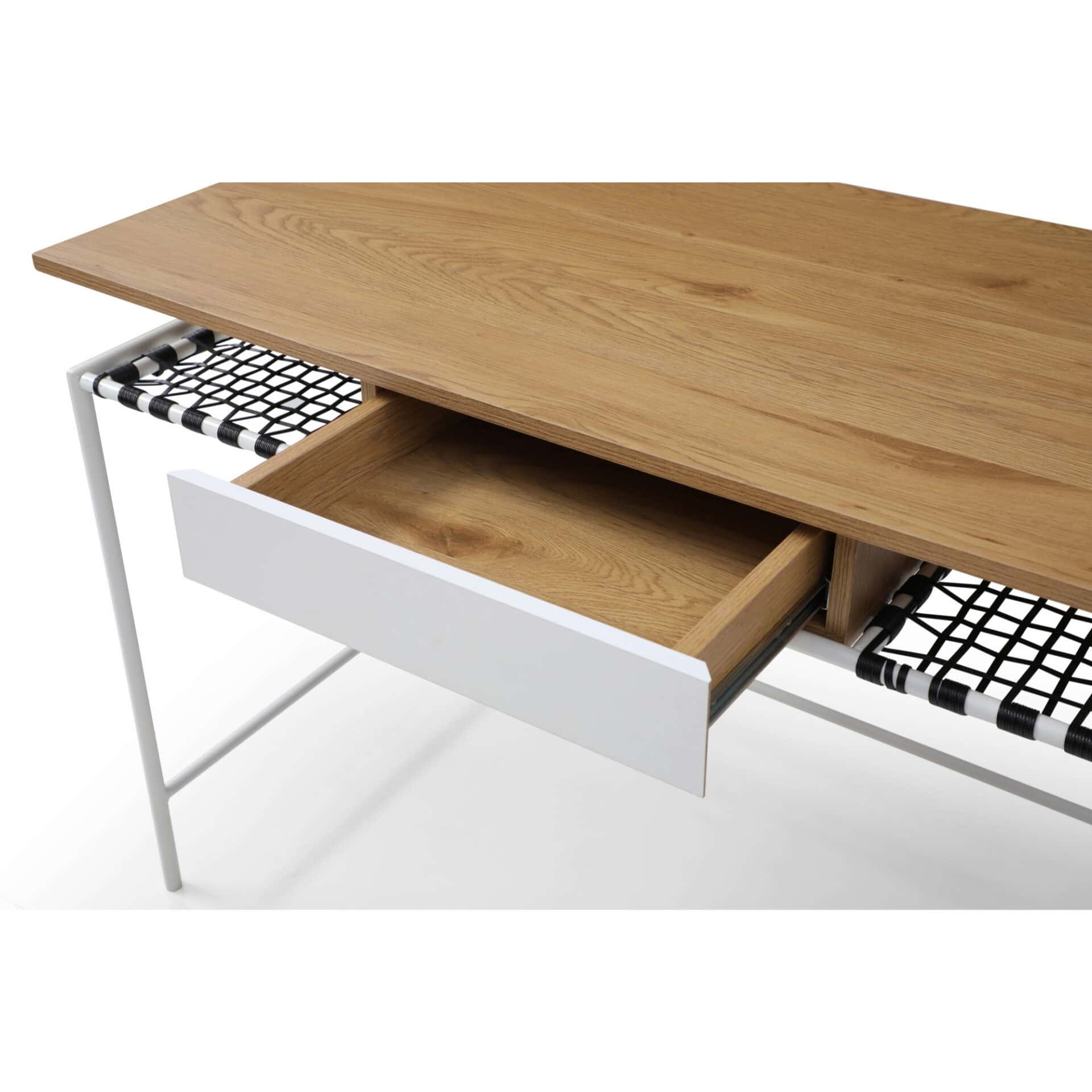 Natural and White Writing Desk with Drawer, 43 Inches Wide 4 Natural and White Writing Desk with Drawer, 43 Inches Wide - Image 4