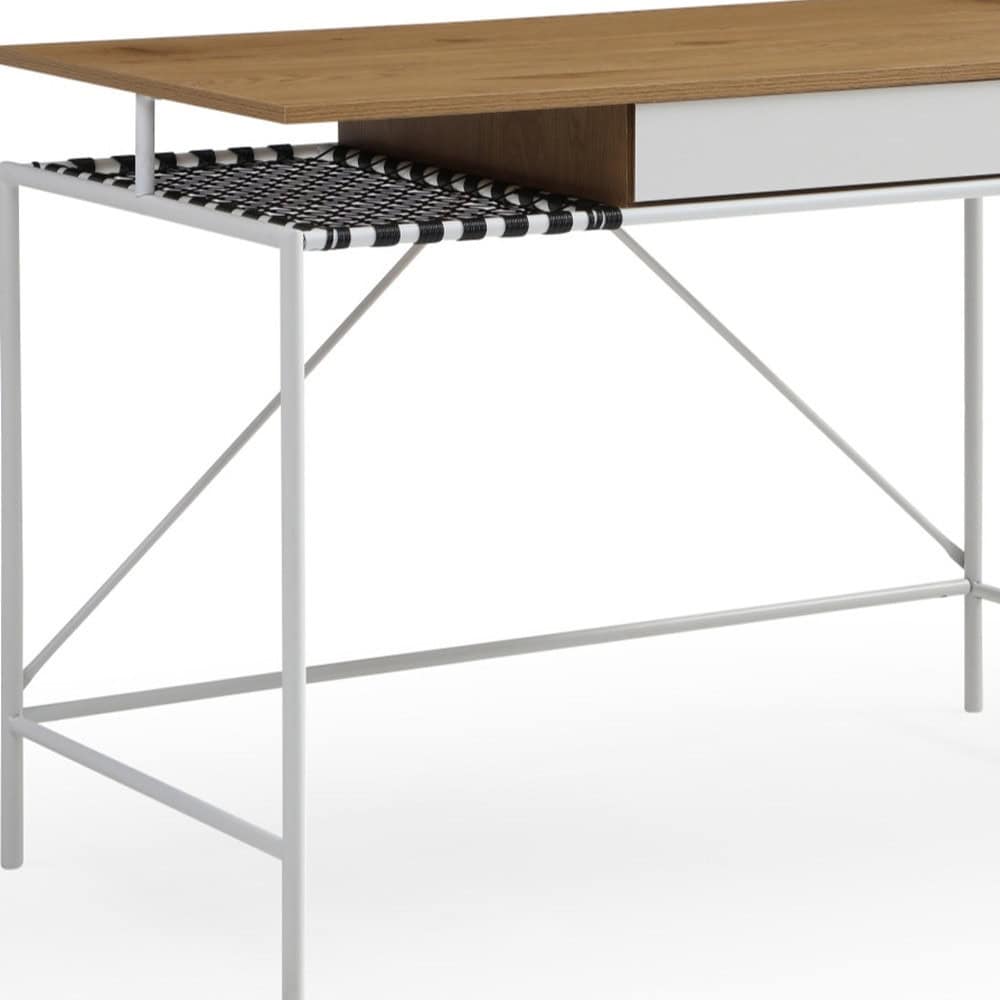 Natural and White Writing Desk with Drawer, 43 Inches Wide 6 Natural and White Writing Desk with Drawer, 43 Inches Wide - Image 6