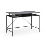 Gray and Black Writing Desk with Drawer for Home Office
