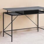 Gray and Black Writing Desk with Drawer for Home Office