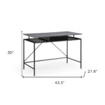 Gray and Black Writing Desk with Drawer for Home Office