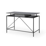 Gray and Black Writing Desk with Drawer for Home Office