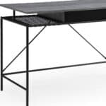 Gray and Black Writing Desk with Drawer for Home Office