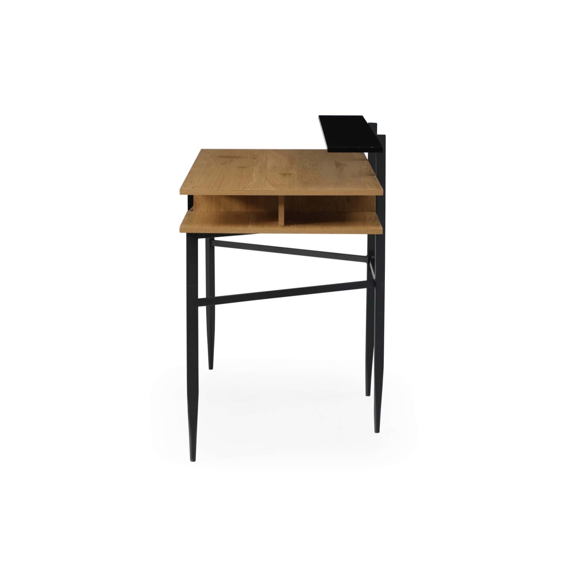Classic Natural and Black Writing Desk with Drawer for Home Offices 3 Classic Natural and Black Writing Desk with Drawer for Home Offices - Image 3