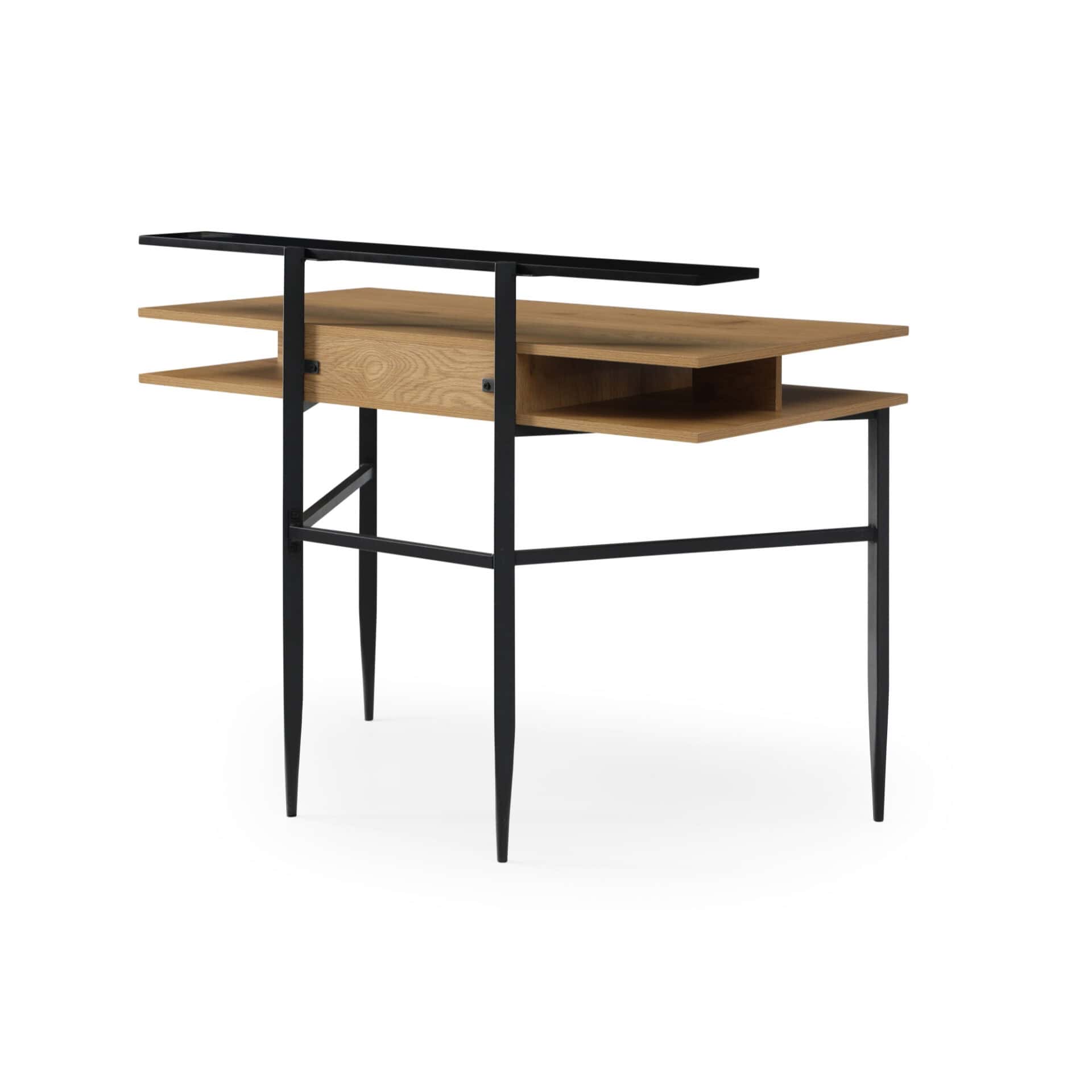 Classic Natural and Black Writing Desk with Drawer for Home Offices 4 Classic Natural and Black Writing Desk with Drawer for Home Offices - Image 4