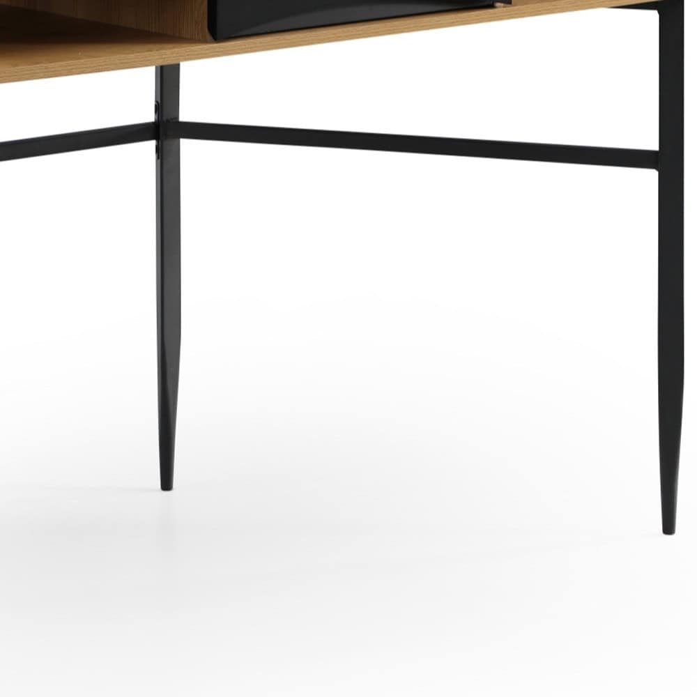 Classic Natural and Black Writing Desk with Drawer for Home Offices 7 Classic Natural and Black Writing Desk with Drawer for Home Offices - Image 7