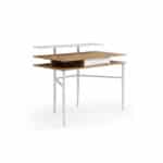 Classic Natural and White Writing Desk with Drawer and Metal Base 8 Classic Natural and White Writing Desk with Drawer and Metal Base