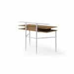 Classic Natural and White Writing Desk with Drawer and Metal Base 10 Classic Natural and White Writing Desk with Drawer and Metal Base
