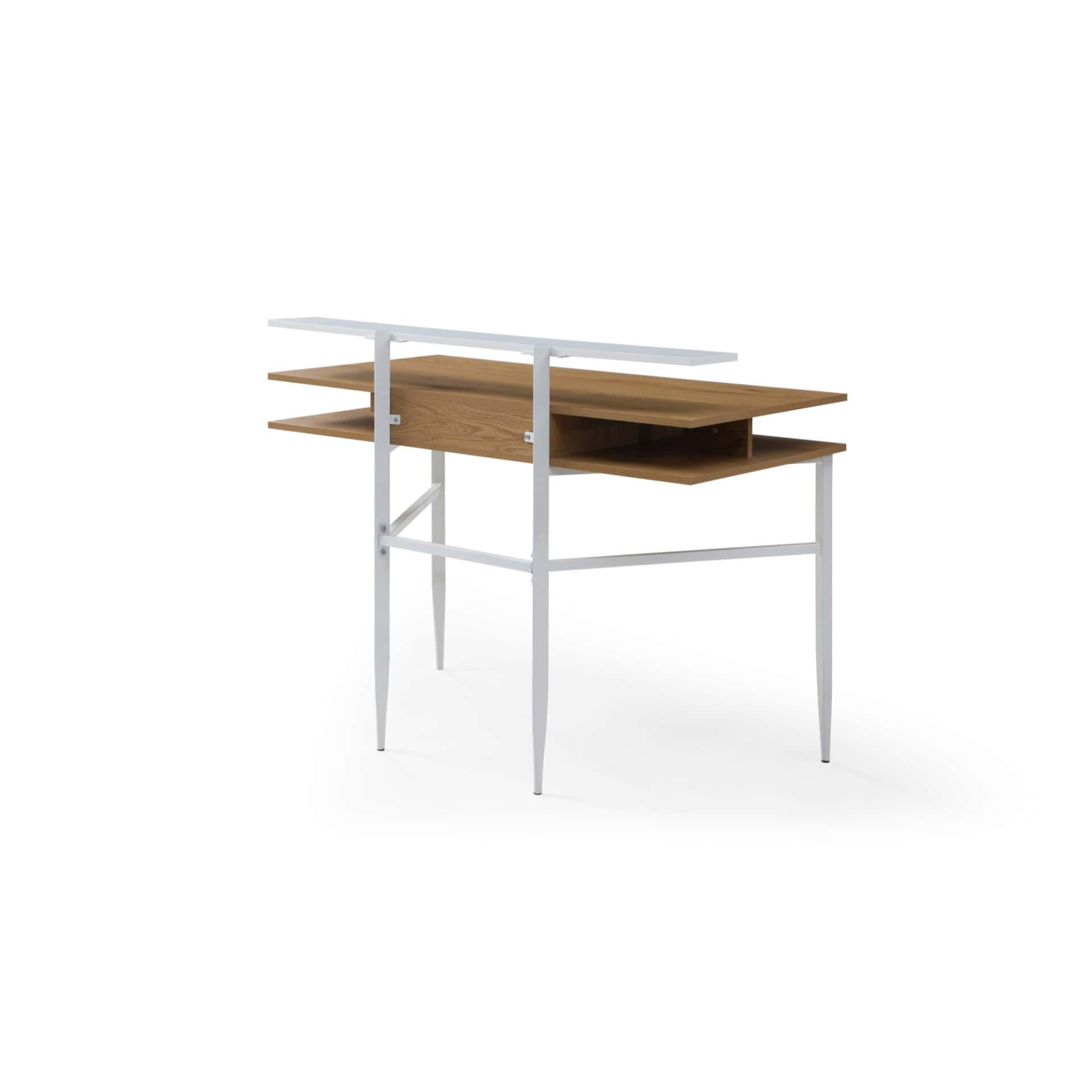 Classic Natural and White Writing Desk with Drawer and Metal Base 4 Classic Natural and White Writing Desk with Drawer and Metal Base - Image 4