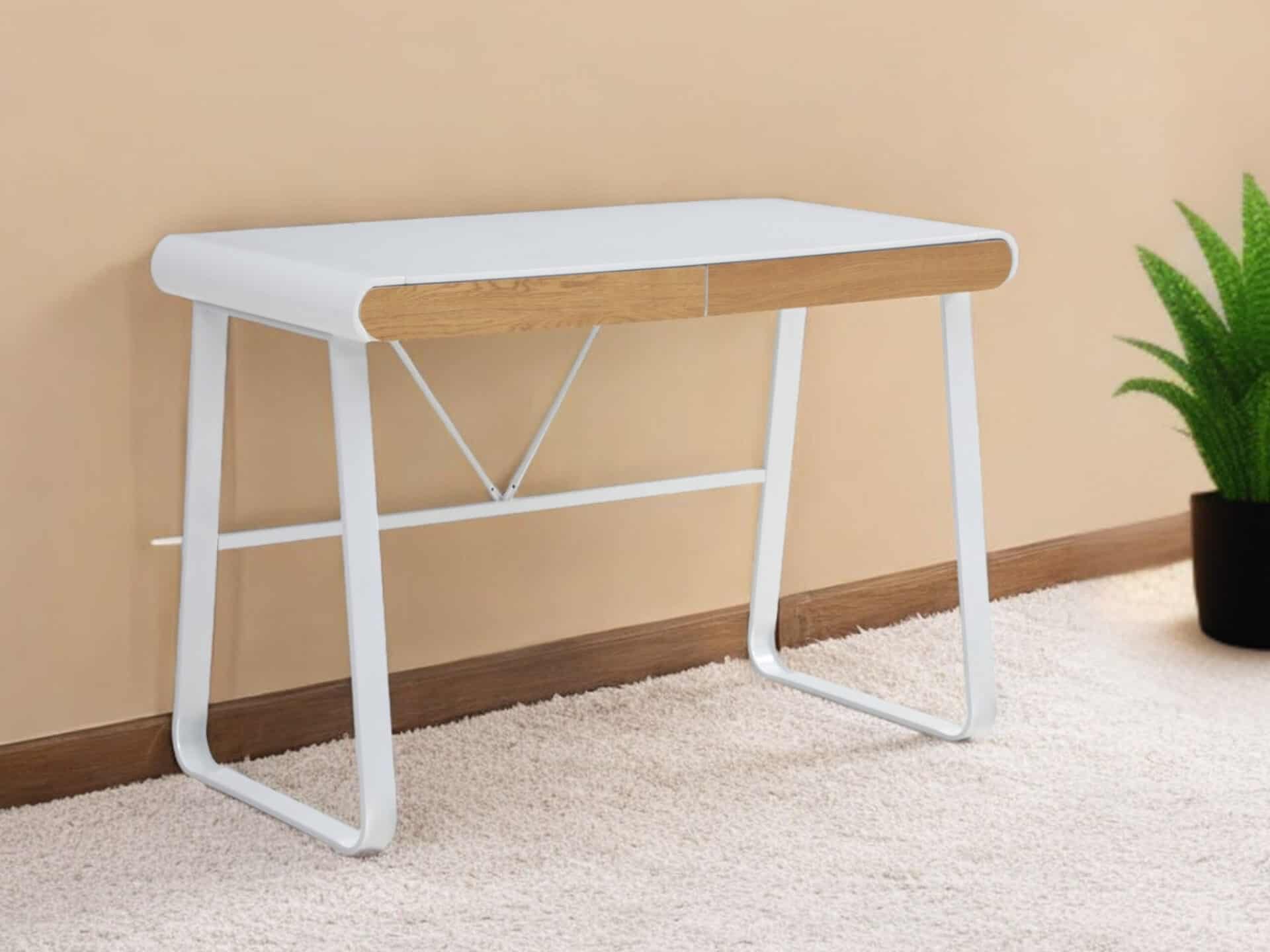 White Writing Desk with Drawers and Modern Rectangular Design 2 White Writing Desk with Drawers and Modern Rectangular Design - Image 2