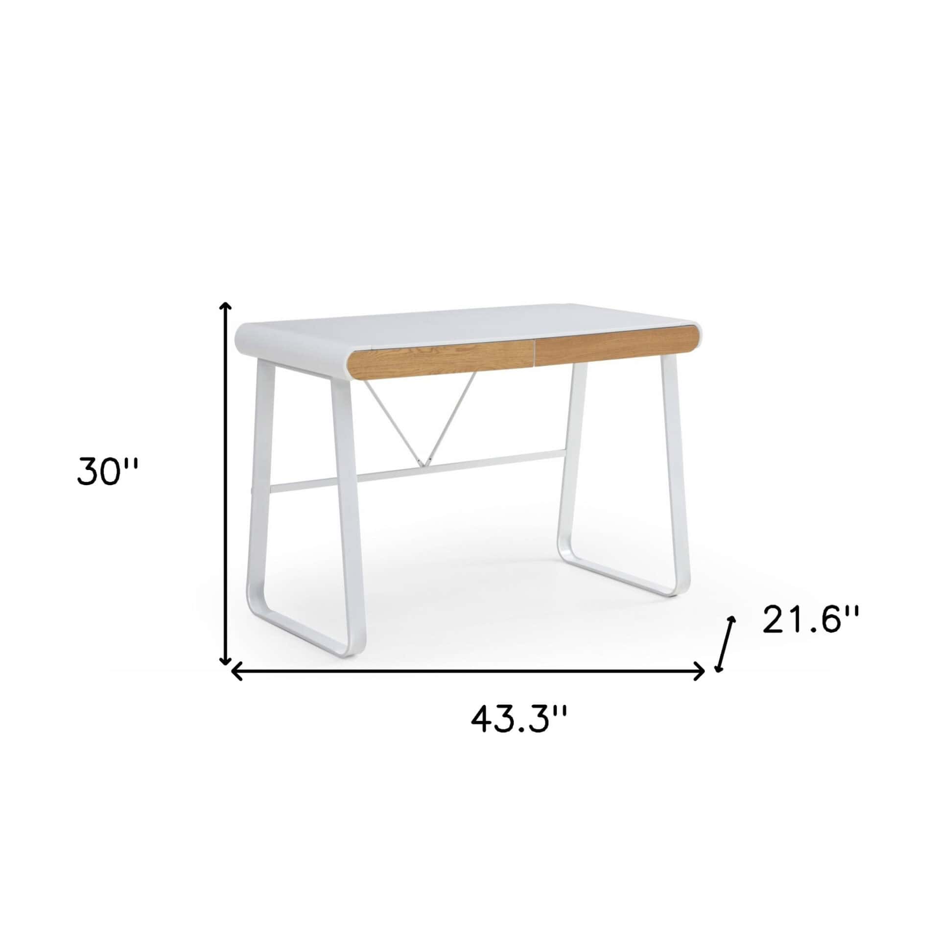 White Writing Desk with Drawers and Modern Rectangular Design 8 White Writing Desk with Drawers and Modern Rectangular Design - Image 8