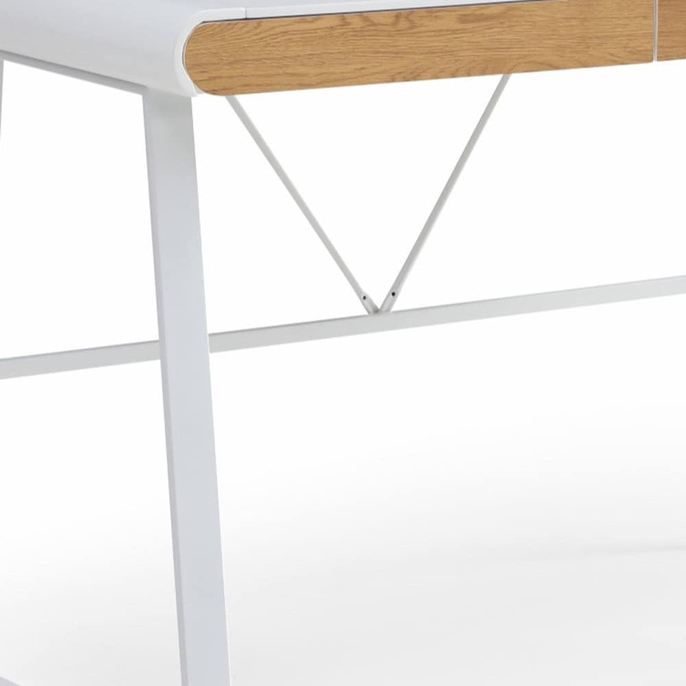 White Writing Desk with Drawers and Modern Rectangular Design 6 White Writing Desk with Drawers and Modern Rectangular Design - Image 6