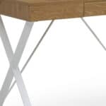 Natural and White Writing Desk with Drawer and Metal Base 12 Natural and White Writing Desk with Drawer and Metal Base