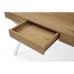 Natural and White Writing Desk with Drawer and Metal Base 11 Natural and White Writing Desk with Drawer and Metal Base