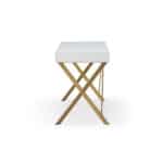 White and Gold Writing Desk with Drawer and Metal Base 10 White and Gold Writing Desk with Drawer and Metal Base