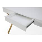 White and Gold Writing Desk with Drawer and Metal Base 11 White and Gold Writing Desk with Drawer and Metal Base