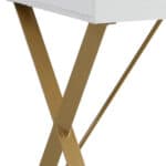 White and Gold Writing Desk with Drawer and Metal Base 13 White and Gold Writing Desk with Drawer and Metal Base