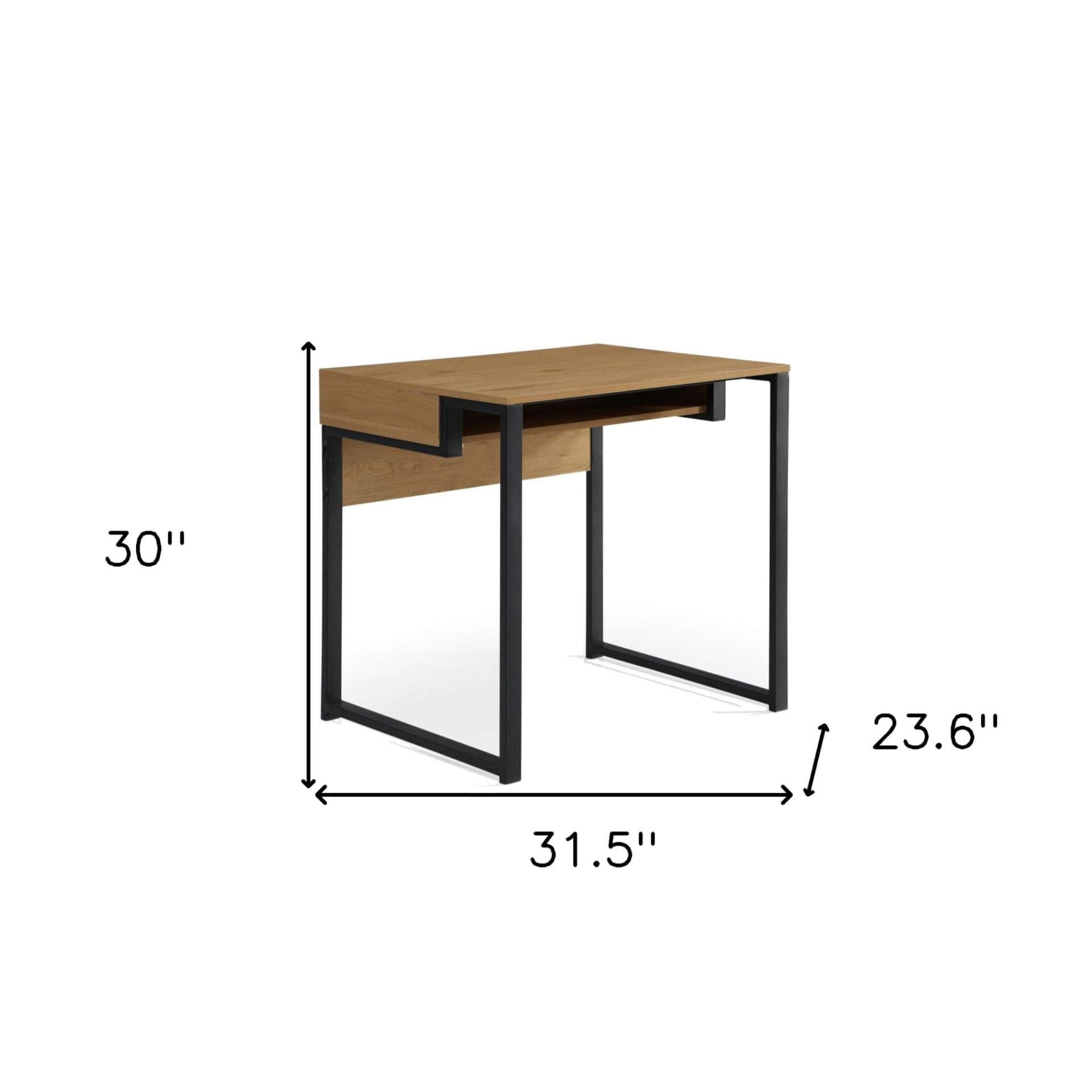 Natural and Black 32 Inch Writing Desk for Home Offices 7 Natural and Black 32 Inch Writing Desk for Home Offices - Image 7
