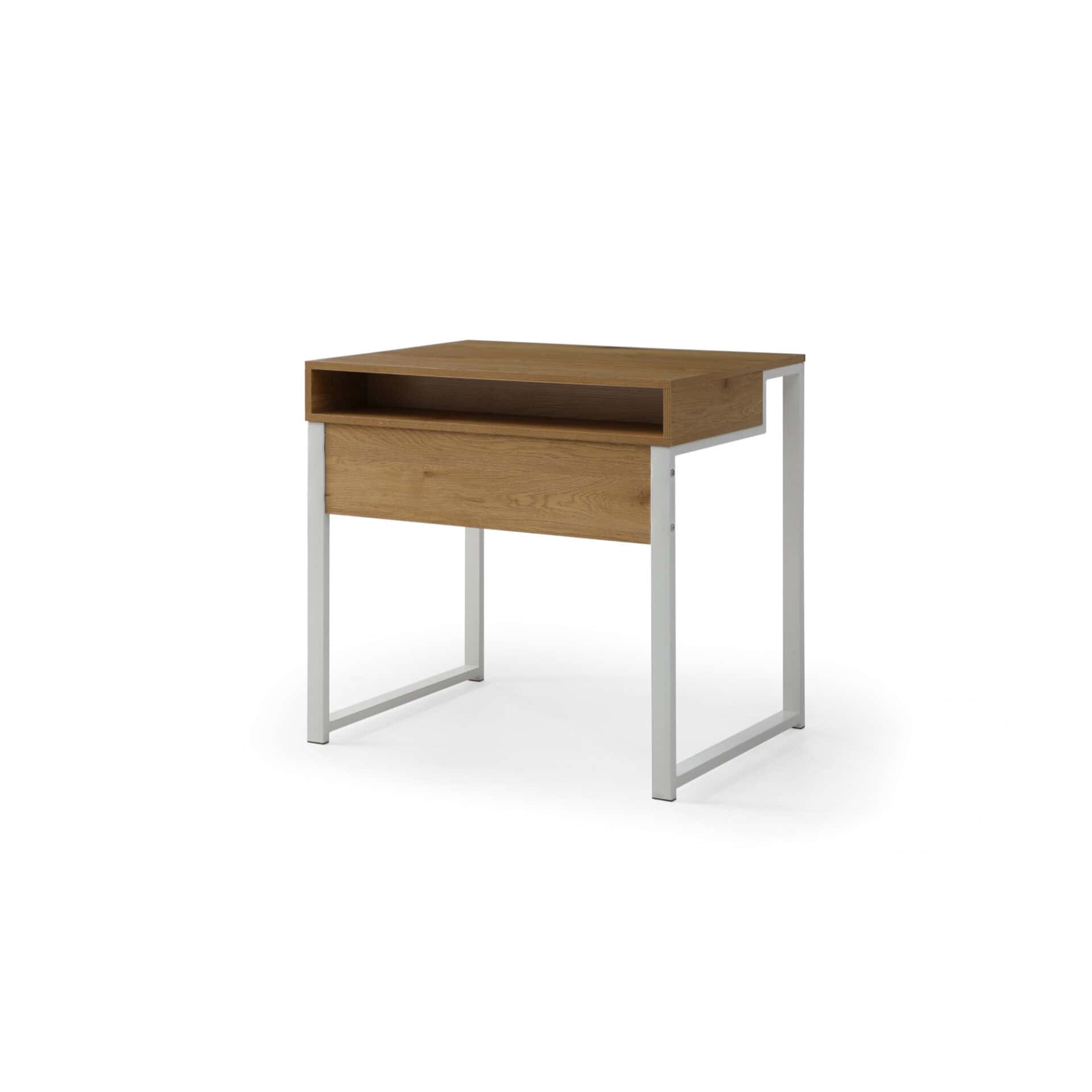 Natural and White Writing Desk with Modern Rectangular Design 4 Natural and White Writing Desk with Modern Rectangular Design - Image 4