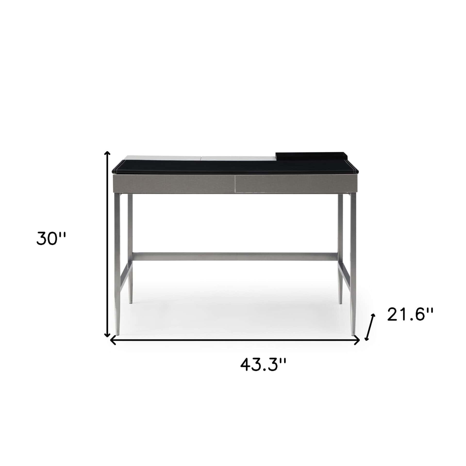 Black and Gray Writing Desk With Two Drawers 43 Inches 7 Black and Gray Writing Desk With Two Drawers 43 Inches - Image 7