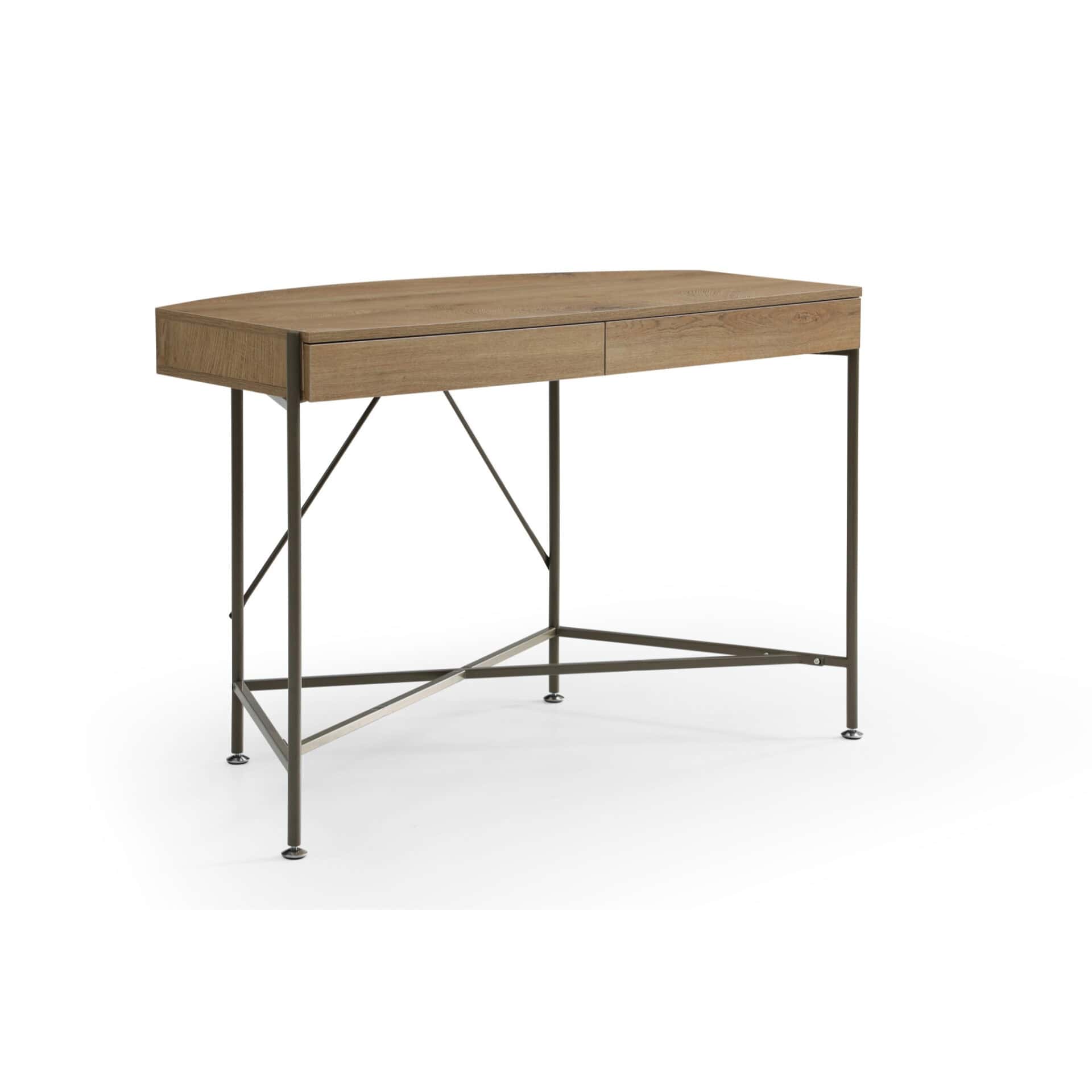 Natural and Bronze Half Circle Desk With Two Drawers 3 Natural and Bronze Half Circle Desk With Two Drawers - Image 3