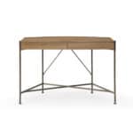 Natural and Bronze Half Circle Desk With Two Drawers 9 Natural and Bronze Half Circle Desk With Two Drawers