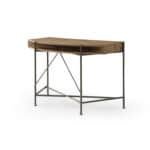 Natural and Bronze Half Circle Desk With Two Drawers 12 Natural and Bronze Half Circle Desk With Two Drawers