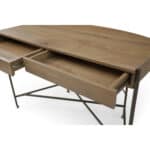 Natural and Bronze Half Circle Desk With Two Drawers 13 Natural and Bronze Half Circle Desk With Two Drawers