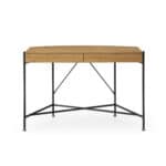 Natural and Black Half Circle Writing Desk With Drawers 9 Natural and Black Half Circle Writing Desk With Drawers