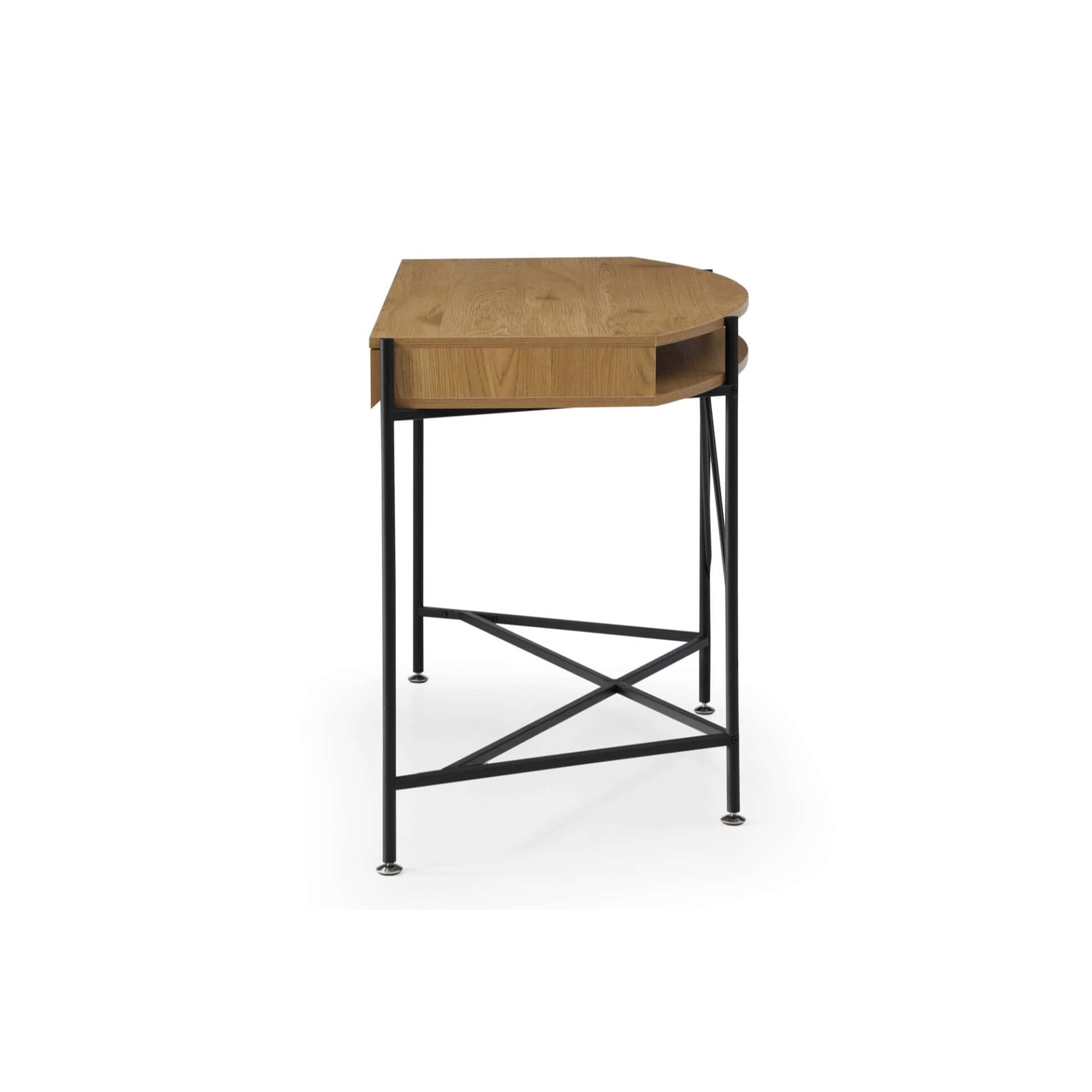 Natural and Black Half Circle Writing Desk With Drawers 4 Natural and Black Half Circle Writing Desk With Drawers - Image 4