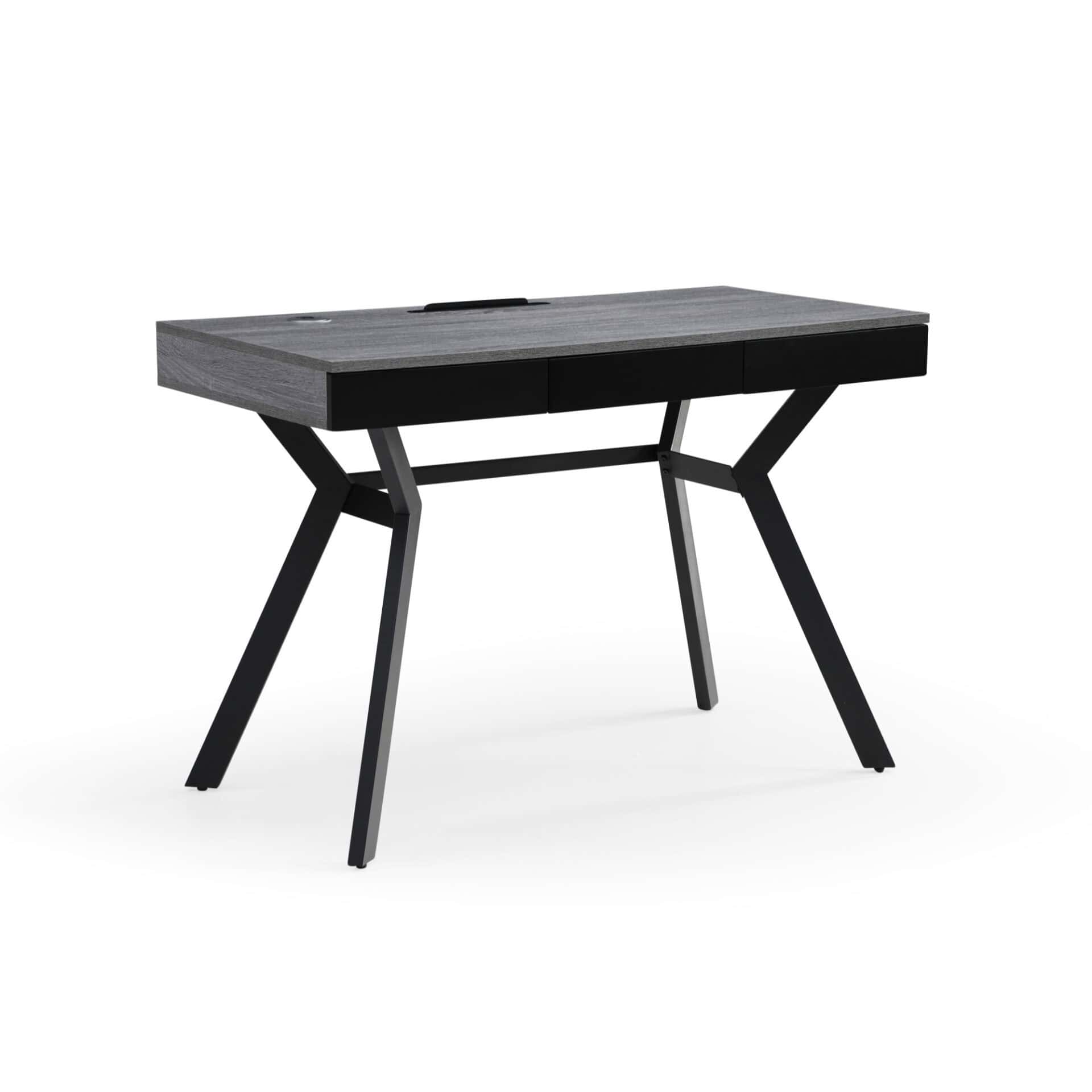 Gray and Black Writing Desk With Three Drawers 43 Inches 3 Gray and Black Writing Desk With Three Drawers 43 Inches - Image 3