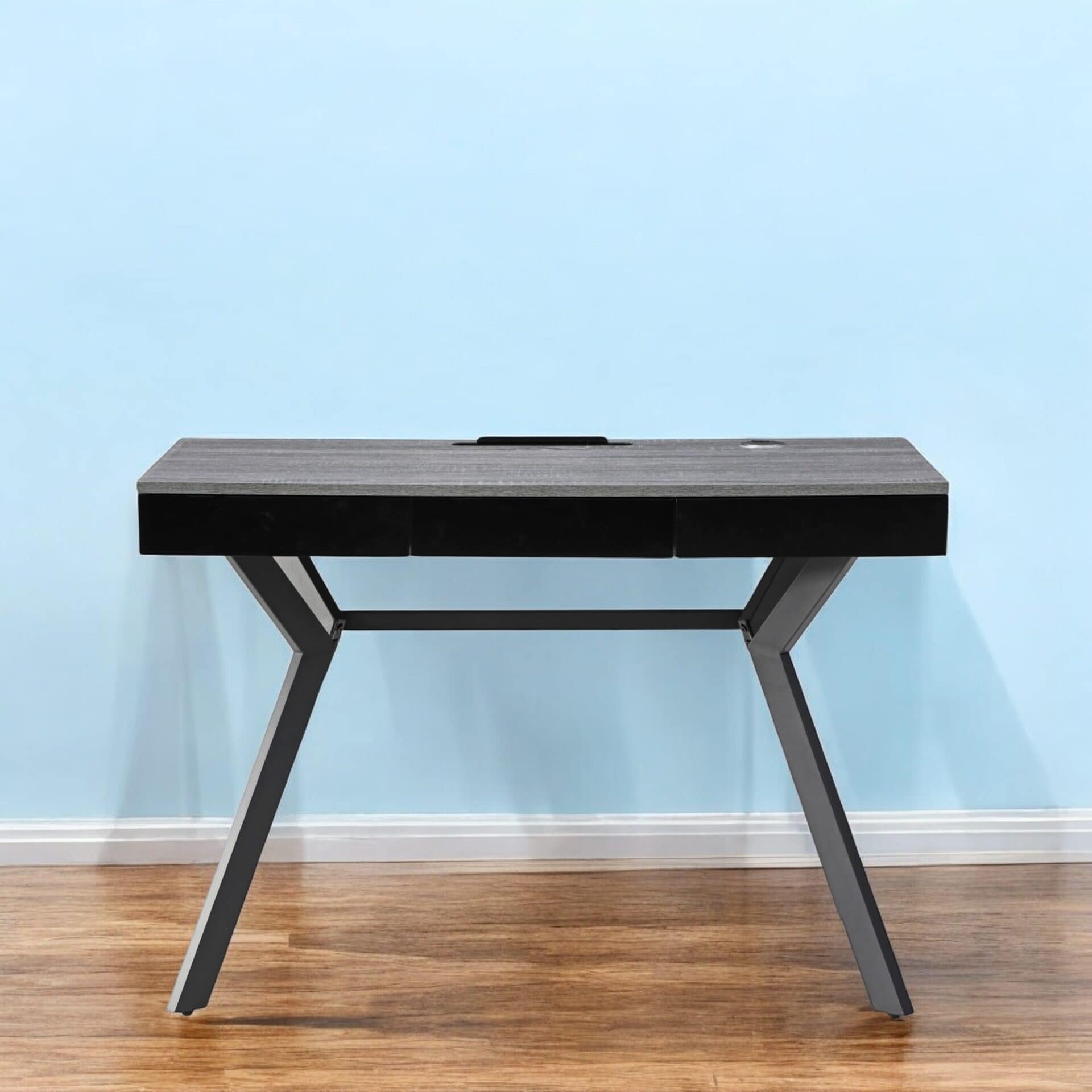 Gray and Black Writing Desk With Three Drawers 43 Inches 1 Gray and Black Writing Desk With Three Drawers 43 Inches