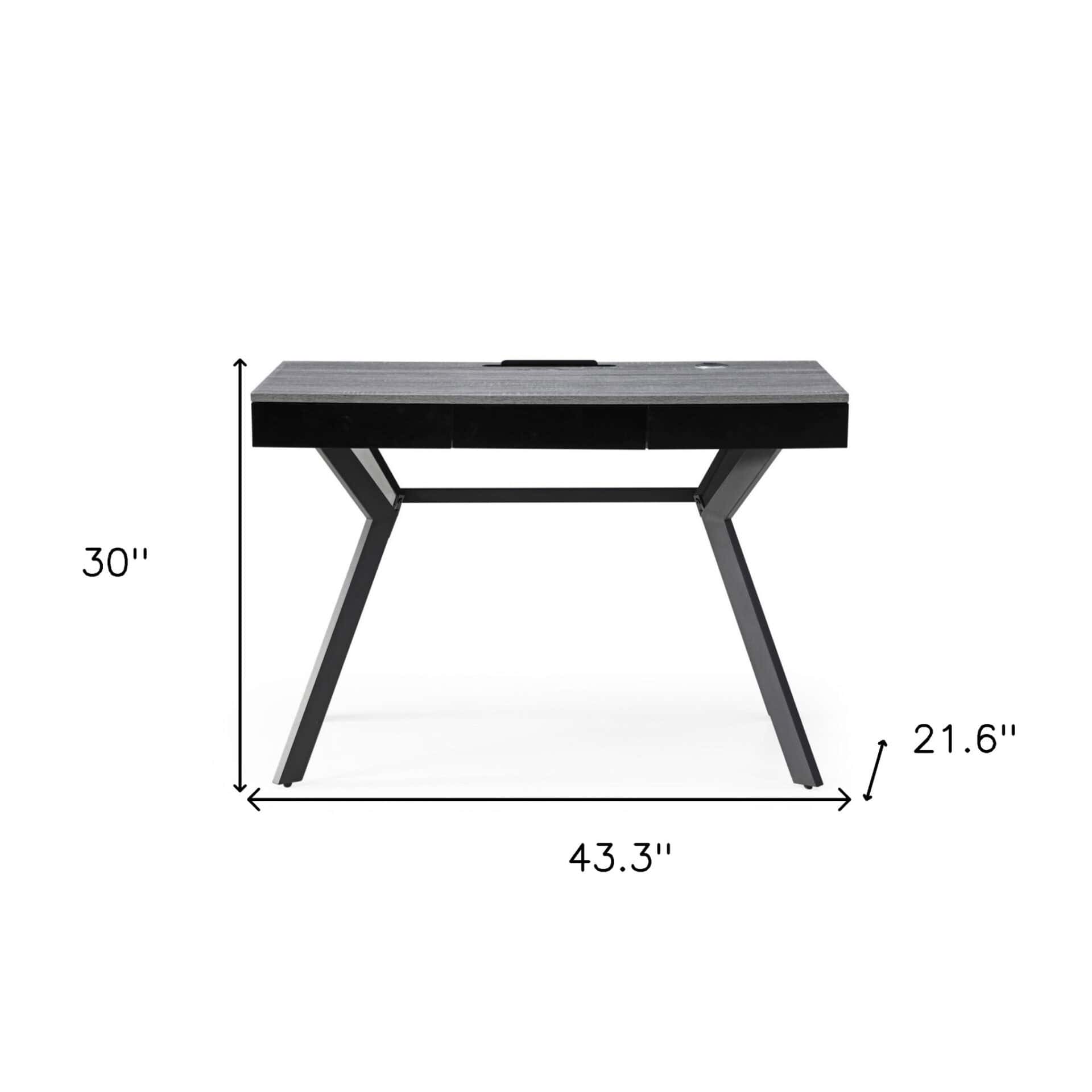 Gray and Black Writing Desk With Three Drawers 43 Inches 7 Gray and Black Writing Desk With Three Drawers 43 Inches - Image 7