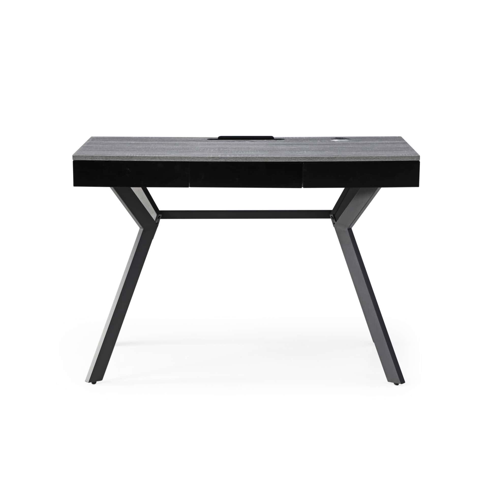 Gray and Black Writing Desk With Three Drawers 43 Inches 2 Gray and Black Writing Desk With Three Drawers 43 Inches - Image 2