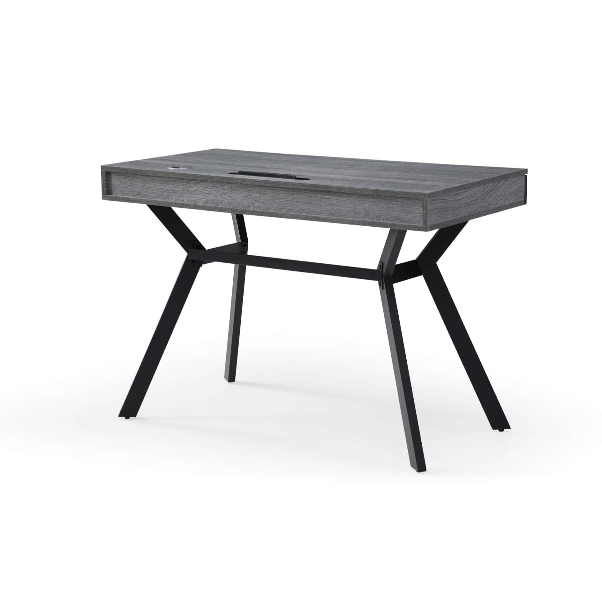 Gray and Black Writing Desk With Three Drawers 43 Inches 5 Gray and Black Writing Desk With Three Drawers 43 Inches - Image 5